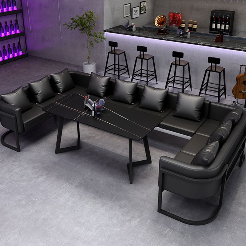 Industrial Style Sintered Stone Dinner Room Kitchen Black Table with Metal Base Clearhalo ' dining_table' 'Dining Tables & Seating' 'Dining Tables' 'furn' 'furn_dining_table' 'Furniture' 'furniture_dining_table' 'Kitchen & Dining Furniture' 'kitchen&dining_furn' 'kitchen' 'kitchen_dining_table' 1200x1200_f029c56c-a155-44e8-b49a-3907739e8b85