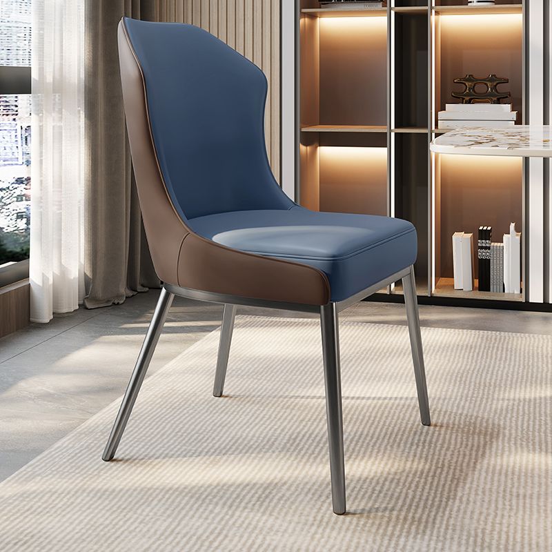 Contemporary Wingback Side Chair Faux Leather Armless Dining Chairs Clearhalo 'Dining Chairs' 'Dining Tables & Seating' 'dining_chair' 'furn' 'furn_dining_chair' 'Furniture' 'Kitchen & Dining Furniture' 1200x1200_f02c1244-45a1-46d3-970f-06593855f3ba