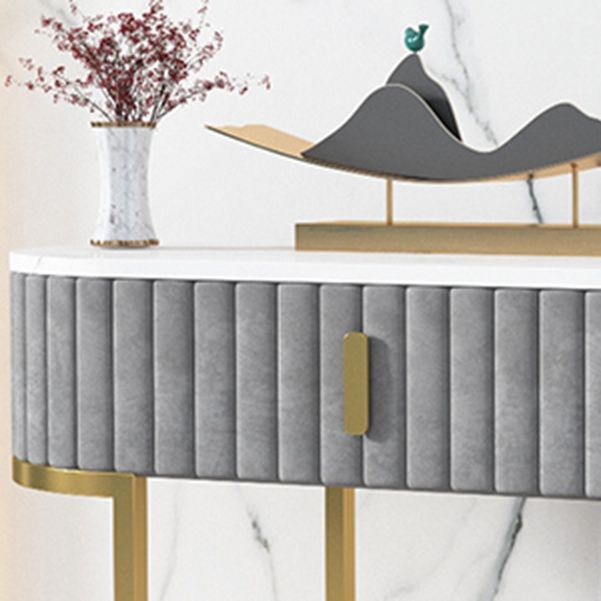 Glam Oval Console Akzenttisch Antikes Finish -Sofa -Konsolentisch in Marmor