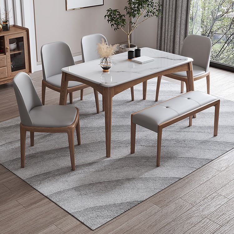 Rectangle 4 Legs Table Mid-Century Modern White Top Fixed Table Clearhalo ' dining_table' 'Dining Tables & Seating' 'Dining Tables' 'furn' 'furn_dining_table' 'Furniture' 'furniture_dining_table' 'Kitchen & Dining Furniture' 'kitchen&dining_furn' 'kitchen' 'kitchen_dining_table' 1200x1200_f02e3895-3f8a-49c2-9aa4-049c4e0ca9e5