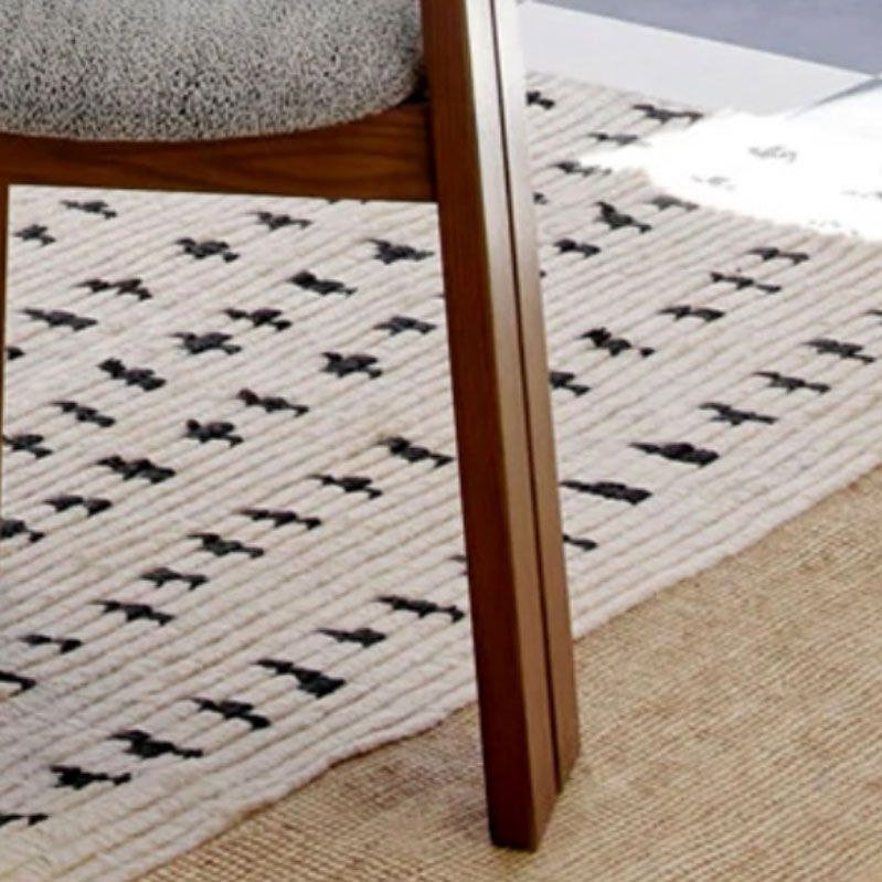 Vaste houten frame zijstoel Slat achterzijde stoel met linnen bekleed