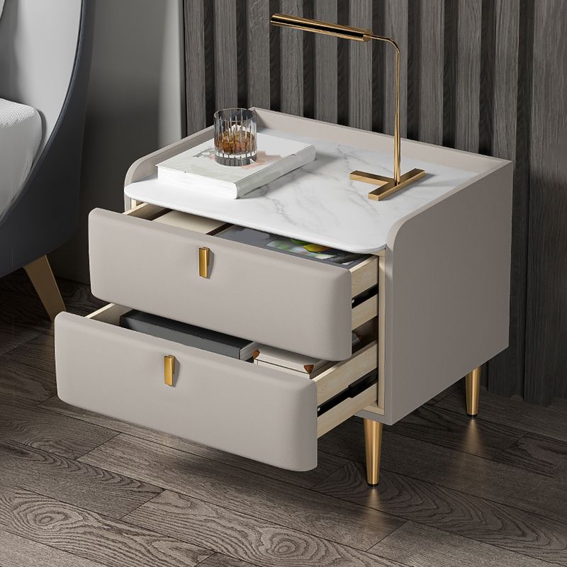 2 cassetti Le gambe del tavolo da notte contemporanee includevano comodini in legno massiccio, alto 18,5 "