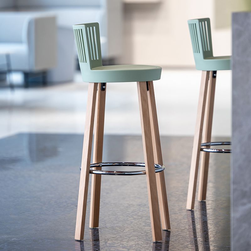 Contemporary Counter Bar Stool Plastic Armless Bar Stool with Wood Base Clearhalo 'Bar Furniture' 'Bar Stools' 'bar_stools' 'furn' 'furn_bar_stools' 'furniture_bar_stools' 'Kitchen & Dining Furniture' 'kitchen&dining_furn' 'kitchen' 'kitchen_furn' Furniture' 1200x1200_f0335628-86ef-4e19-9775-ed61e6111a73