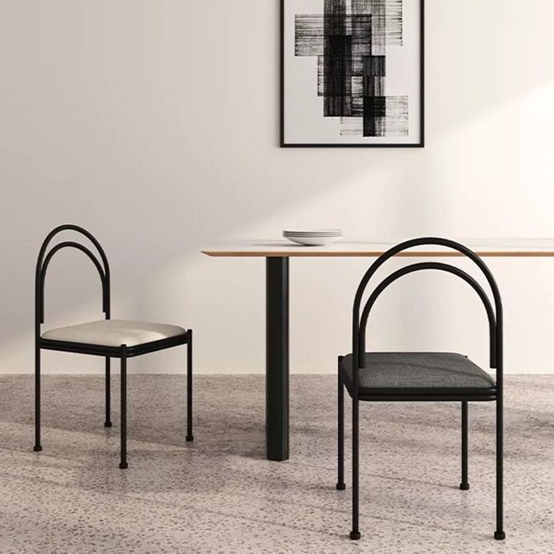 Sedia da pranzo industriale in metallo sedia laterale con finitura metallica con gambe nere