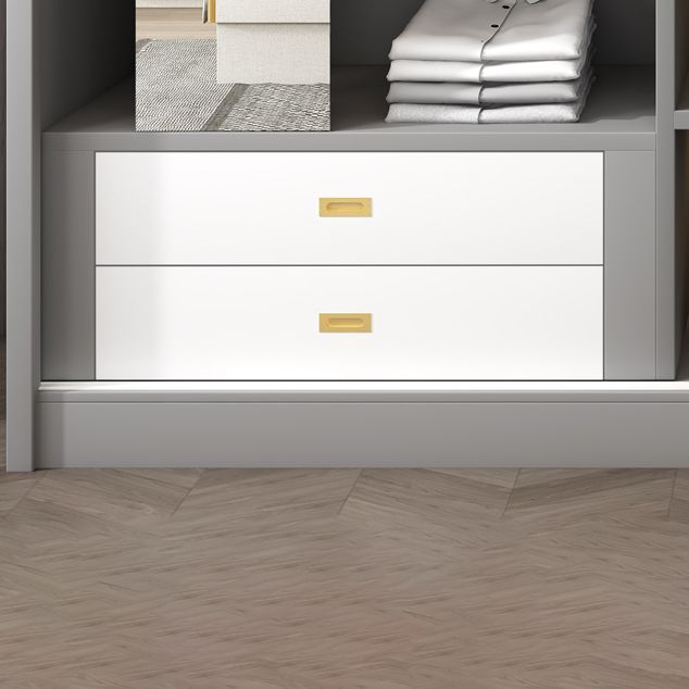 Armadio di stoccaggio bianco e grigio per moderni moderni in legno con porte scorrevoli