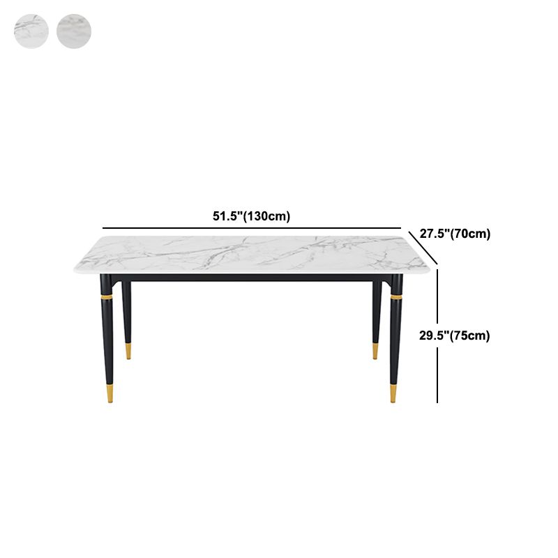 モダンな1/4/5/7ピースダイニングセット長方形の黒いベースディネットセットストーントップ