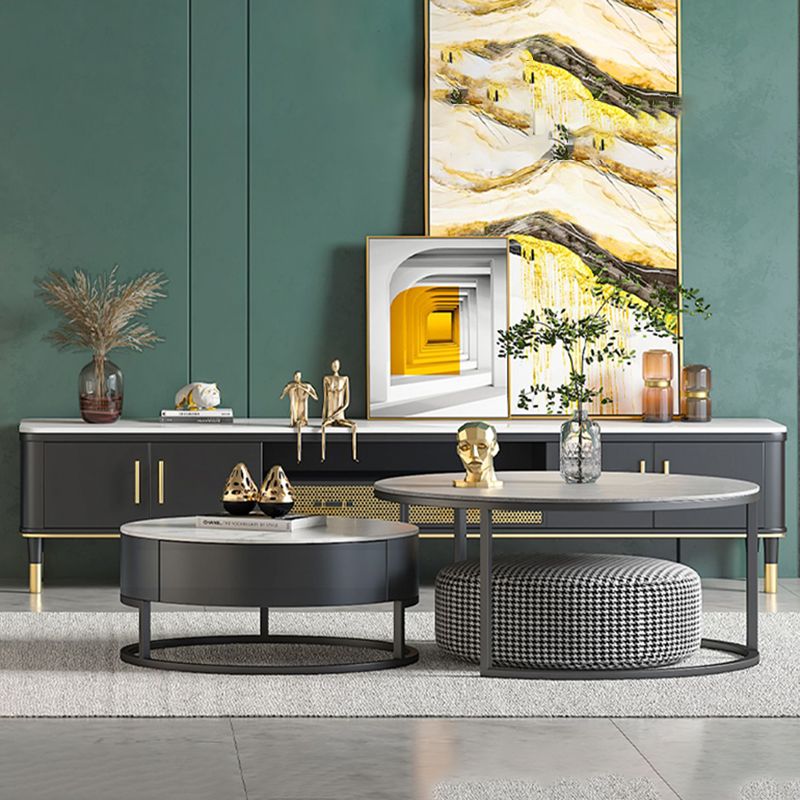 Round Nesting Coffee Table Set Frame Modern Coffee Table with Storage Clearhalo 'Coffee & Accent Tables' 'Coffee Tables' 'coffee_tables' 'furn' 'furn_coffee_tables' 'Furniture' 'Living Room Furniture' 1200x1200_f03755f3-84e3-485d-bf04-e80f47e6b1c8