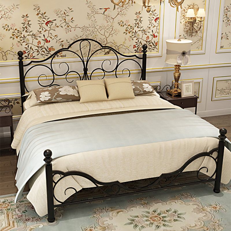 Industrial Open-Frame Bed Retro Metallic Low Profile Bed Frame with Headboard