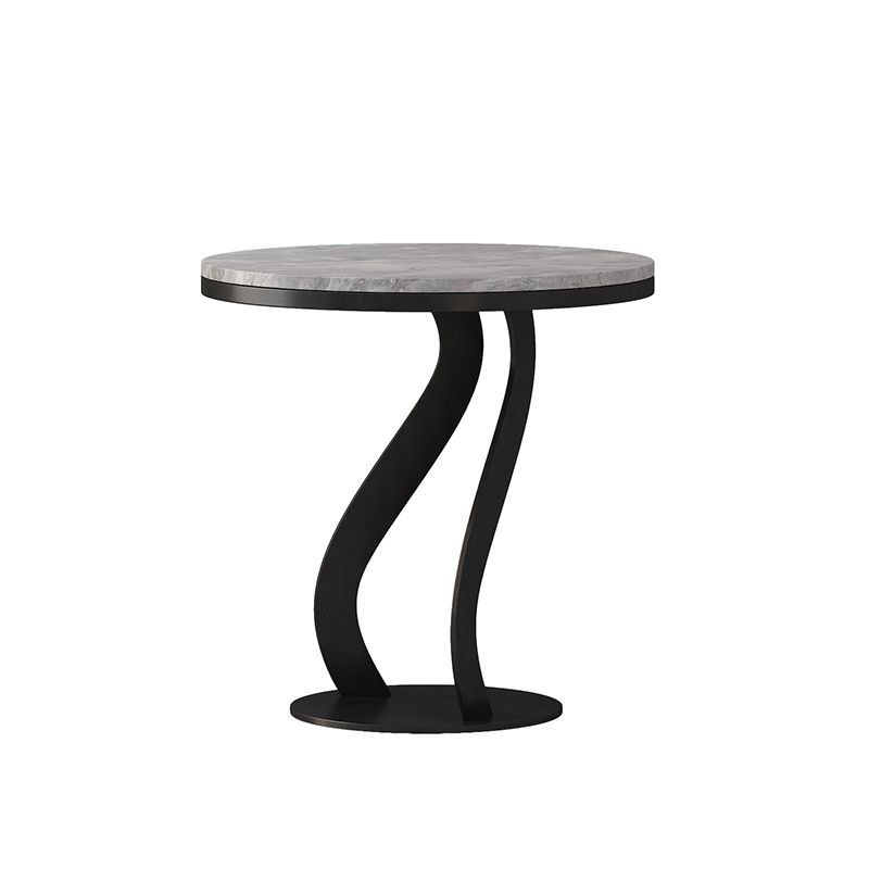 Modern Slate Round Side Table 19.6" Tall Iron Abstract End Table