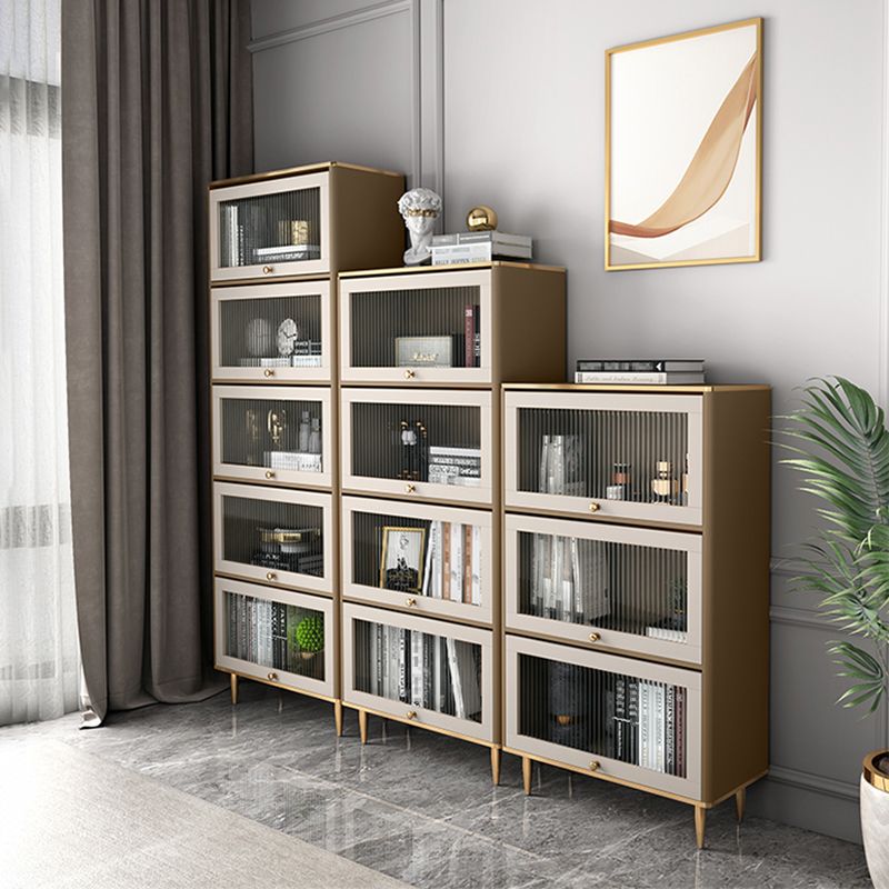 Glam Standard Bookcase Metal Frame Manufactured Wood Bookshelf with Glass Doors Clearhalo 'Bookcases' 'furn' 'furn_bookcases' 'Furniture' 'furniture_bookcases' 'Office Furniture' 1200x1200_f039a13d-ff19-41bd-93fb-b2b1cbd2ec22