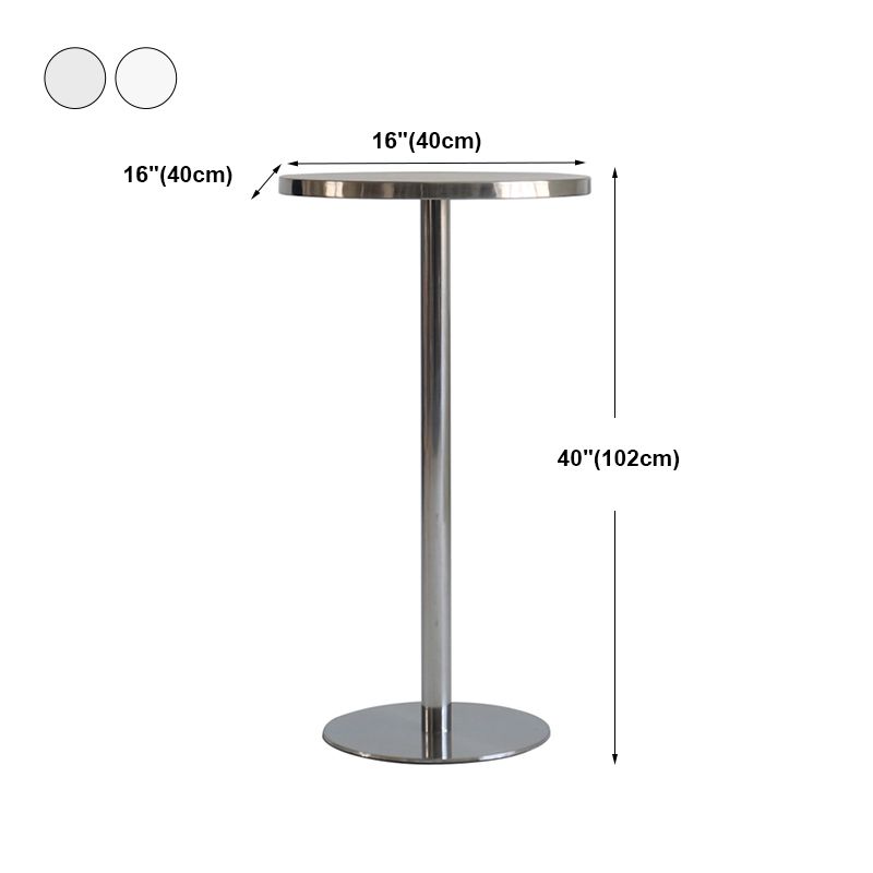 Contemporary Bar Dining Table Steel Bar Height Cocktail Table with Pedestal Base in Silver Clearhalo 'Bar Furniture' 'Bar Tables' 'bar_tables' 'furn' 'furn_bar_tables' 'Furniture' 'furniture_bar_tables' 'Kitchen & Dining Furniture' 'kitchen&dining_furn' 'kitchen' 1200x1200_f03a863c-8689-451f-97cd-3a8cbbcb8a27