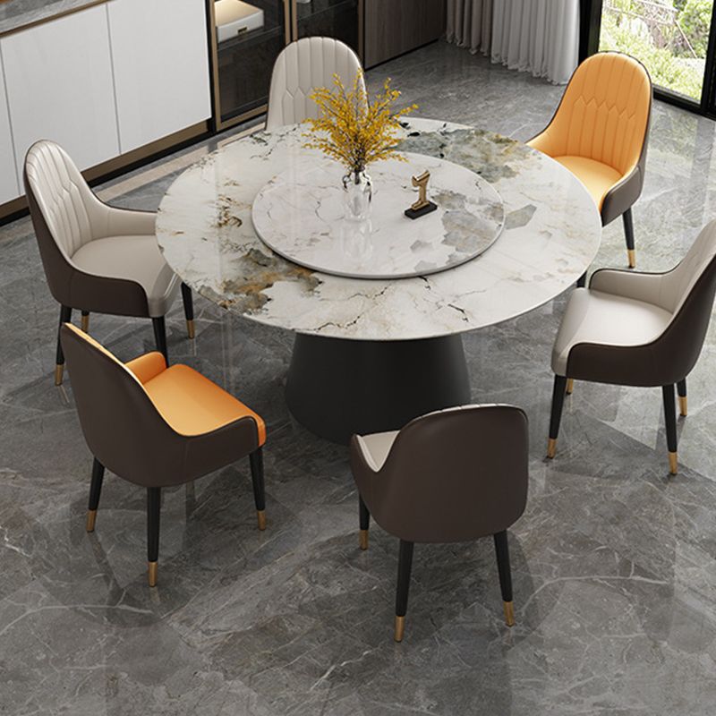 White Round Stone Dining Table Modern Convertible Furniture with Pedestal Base for Home Clearhalo 'Dining Tables & Seating' 'Dining Tables' 'dining_table' 'furn' 'furn_dining_table' 'Furniture' 'Kitchen & Dining Furniture' 1200x1200_f03bb1bb-8cd7-4b47-8035-bb7aef1258be