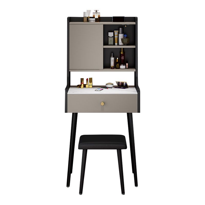 Ensemble de vanité moderne avec 1 tiroir et miroir et étagères de rangement