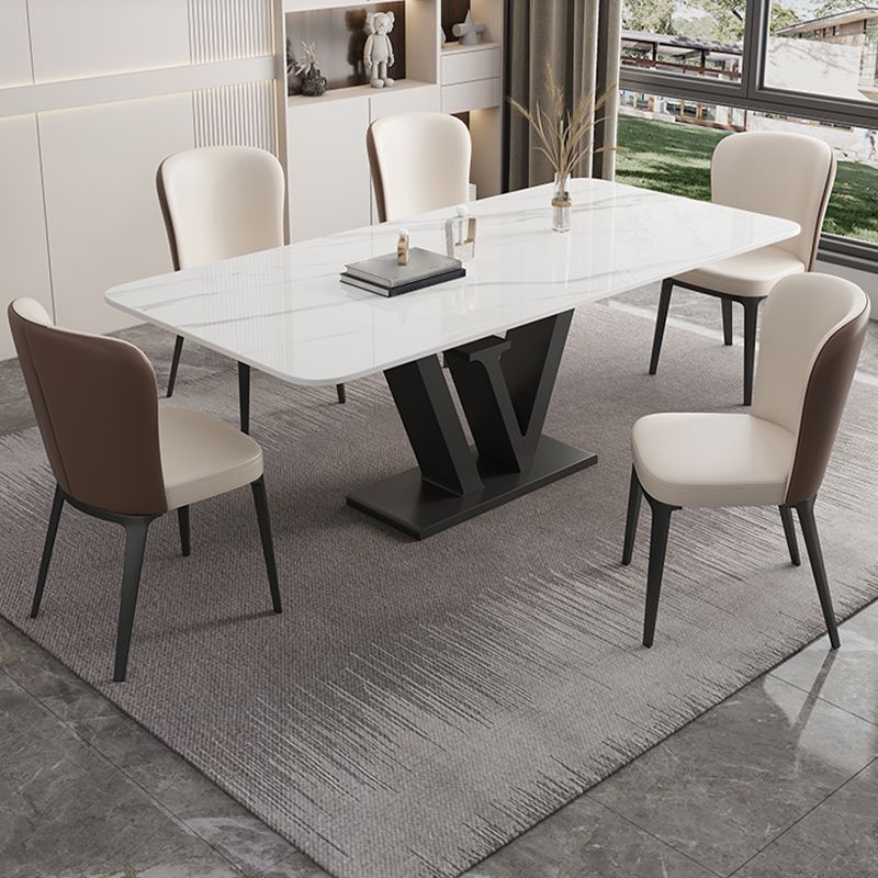 Modern 1/2/5/6 Pieces Dining Set Sintered Stone Dining Table Set with Leather Chairs Clearhalo 'Dining Room Sets' 'Dining Tables & Seating' 'dining_room_set' 'furn' 'furn_dining_room_set' 'Furniture' 'furniture_dining_room_set' 'Kitchen & Dining Furniture' 'kitchen&dining_furn' 'kitchen' 1200x1200_f03e5d0e-a1bd-46fc-adb8-e3e7d3584fab
