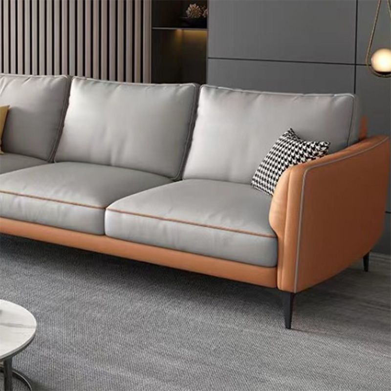 Light-grey Faux Leather Sofa/Sectional Stain-Resistant Square Arm Sofa