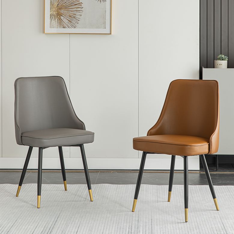 Contemporary Dining Chair Solid Back Chair with 4 Metal Legs for Home Use Clearhalo ' kitchen&dining_furn' 'Dining Chairs' 'Dining Tables & Seating' 'dining_chair' 'furn' 'furn_dining_chair' 'Furniture' 'furniture_dining_chair' 'Kitchen & Dining Furniture' 'kitchen' 1200x1200_f04088bc-4144-4a94-b6c0-cefe2d98807b