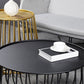 Mid-Century Modern Coffee Table with Iron Top Round Cocktail Table