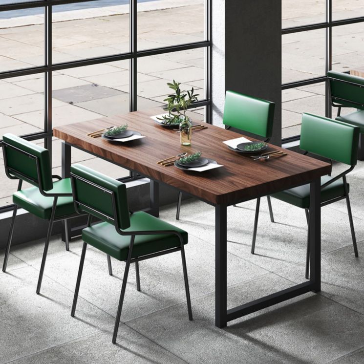 Sillas de comedor de cuero PU silla de brazo de brazo trasero de estilo industrial para comedor