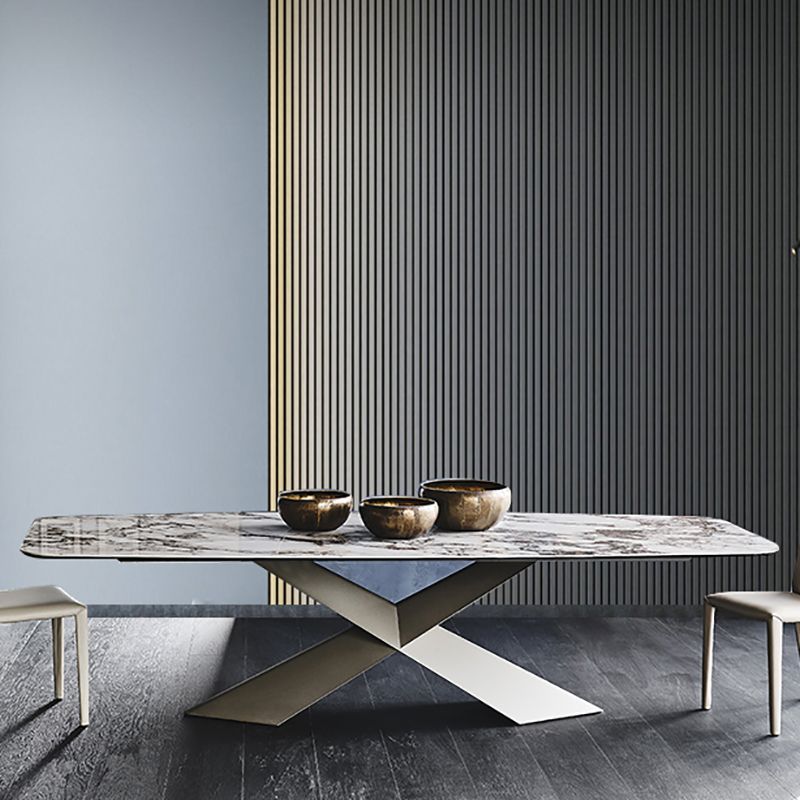 Stone Rectangle Top Dining Table Traditional Luxury Dining Table with Pedestal Base Clearhalo 'Dining Tables & Seating' 'Dining Tables' 'dining_table' 'furn' 'furn_dining_table' 'Furniture' 'furniture_dining_table' 'Kitchen & Dining Furniture' 1200x1200_f04492f7-9085-4b20-b23f-f9b892c1c138