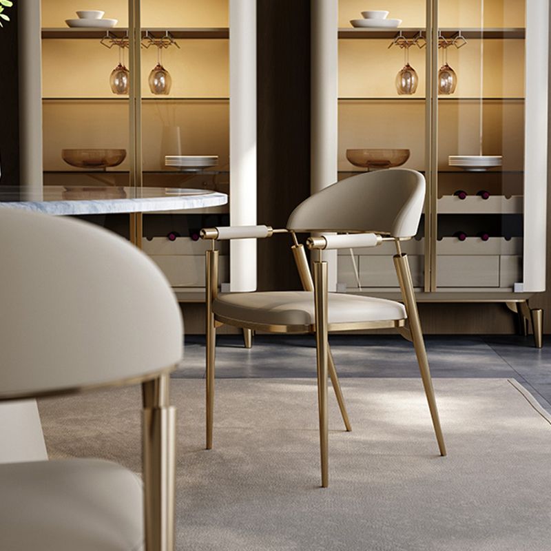 Glam Style Arm Chair Metal Open Back Dining Room Chair for Kitchen Clearhalo 'Dining Chairs' 'Dining Tables & Seating' 'dining_chair' 'furn' 'furn_dining_chair' 'Furniture' 'Kitchen & Dining Furniture' 1200x1200_f047579c-0ac4-4880-aa2a-c2fdfd9a87d2