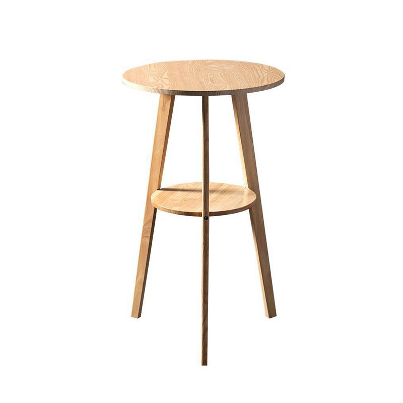 Solid Wood Pub Table Industrial Bar Height Round Bar Table for Indoor