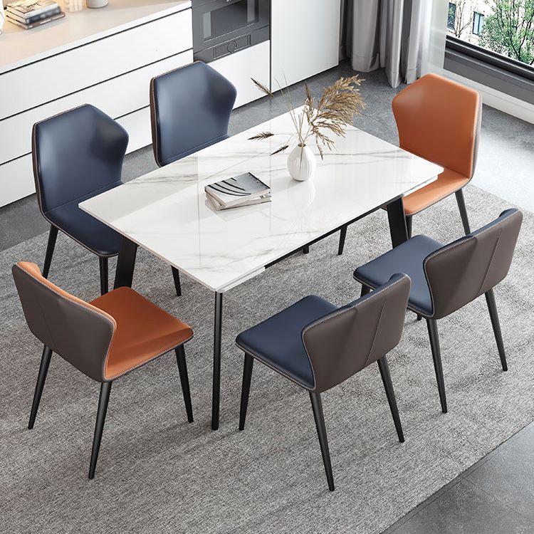 Modern Rectangle Dining Table Sintered Stone 4 Legs Table with Black Frame Clearhalo ' dining_table' 'Dining Tables & Seating' 'Dining Tables' 'furn' 'furn_dining_table' 'Furniture' 'furniture_dining_table' 'Kitchen & Dining Furniture' 'kitchen&dining_furn' 'kitchen' 'kitchen_dining_table' 1200x1200_f04a196f-1936-427d-a878-a0d166807e2f