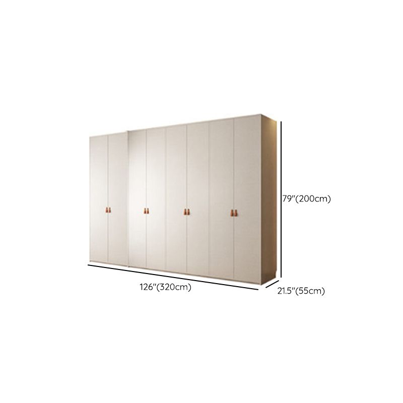 Modern White Wardrobe Cabinet Engineered Wood Wardrobe with Garment Rod