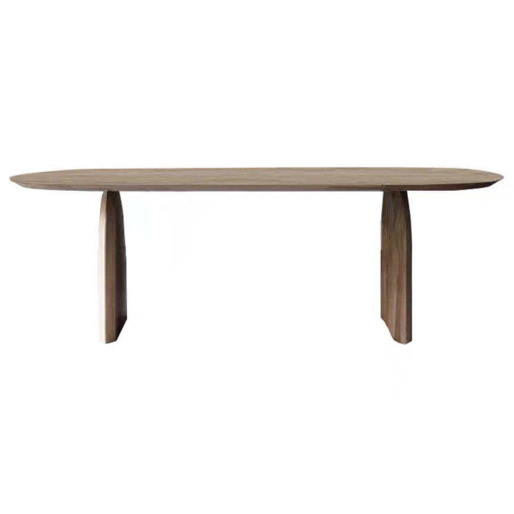 Oval Double Pedestal Minimalist Dining Table Wood Color Fixed Table with Pine Solid Wood Clearhalo ' dining_table' 'Dining Tables & Seating' 'Dining Tables' 'furn' 'furn_dining_table' 'Furniture' 'furniture_dining_table' 'Kitchen & Dining Furniture' 'kitchen&dining_furn' 'kitchen' 'kitchen_dining_table' 1200x1200_f04b8464-bafe-45b4-a2ba-b9db1bf6551c