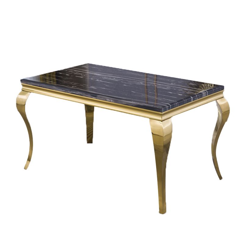 Marble Dining Table Luxury Style 4 Legs Metallic Base Rectangle Table for Home Clearhalo ' dining_table' 'Dining Tables & Seating' 'Dining Tables' 'furn' 'furn_dining_table' 'Furniture' 'furniture_dining_table' 'Kitchen & Dining Furniture' 'kitchen&dining_furn' 'kitchen' 'kitchen_dining_table' 1200x1200_f04cfa14-5796-4374-8a76-b2190d264633