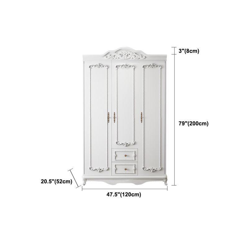 French Country White Wardrobe for Bedroom Manufactured Wood Cabinet with Drawers Clearhalo 'Armoires & Wardrobes' 'armoires_wardrobes' 'Bedroom Furniture' 'furn' 'furn_armoires_wardrobes' 'Furniture' 1200x1200_f0514f4b-ed3d-4fa3-987b-10bfd7737f51
