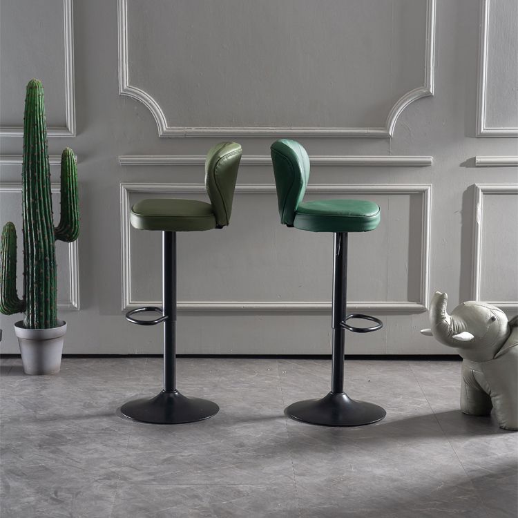 Scandinavian Metal Barstool Fabric Cushion Upholstered Counter Stool with Black Base