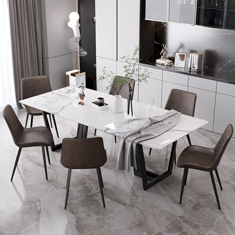 Scandinavian Style Leather Dining Chair Solid Back Single Arm Dining Chair for Home Clearhalo ' kitchen&dining_furn' 'Dining Chairs' 'Dining Tables & Seating' 'dining_chair' 'furn' 'furn_dining_chair' 'Furniture' 'furniture_dining_chair' 'Kitchen & Dining Furniture' 'kitchen' 1200x1200_f0536003-b31b-46a6-9da9-5460356acffa