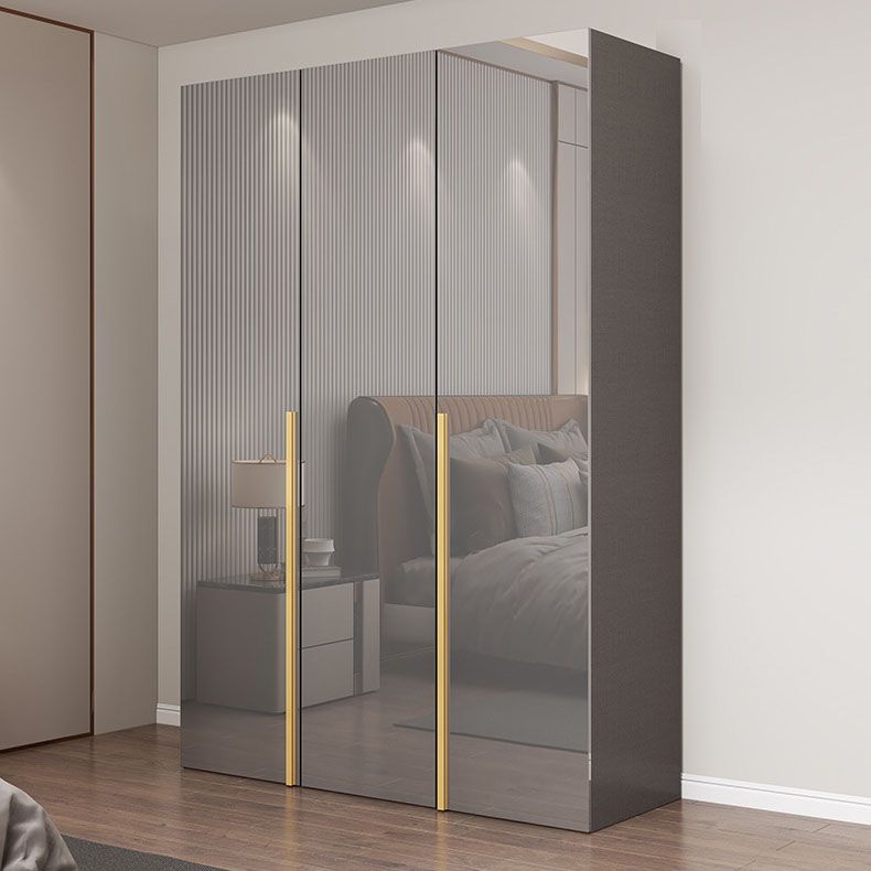 Contemporary Style Wood Wardrobe Gray Colour 1-Drawer Wardrobe Closet for Home Clearhalo 'Armoires & Wardrobes' 'armoires_wardrobes' 'Bedroom Furniture' 'furn' 'furn_armoires_wardrobes' 'Furniture' 1200x1200_f0581dcf-5b50-489a-9879-4ce7835f4030