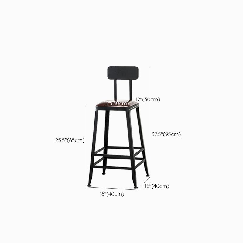 Industrial Brown Counter Stool Leather Square Stool with Black Metal Frame Clearhalo 'Bar Furniture' 'Bar Stools' 'bar_stools' 'furn' 'furn_bar_stools' 'Furniture' 'Kitchen & Dining Furniture' 1200x1200_f058a7e5-fe65-4fbf-bf73-cd8650383176