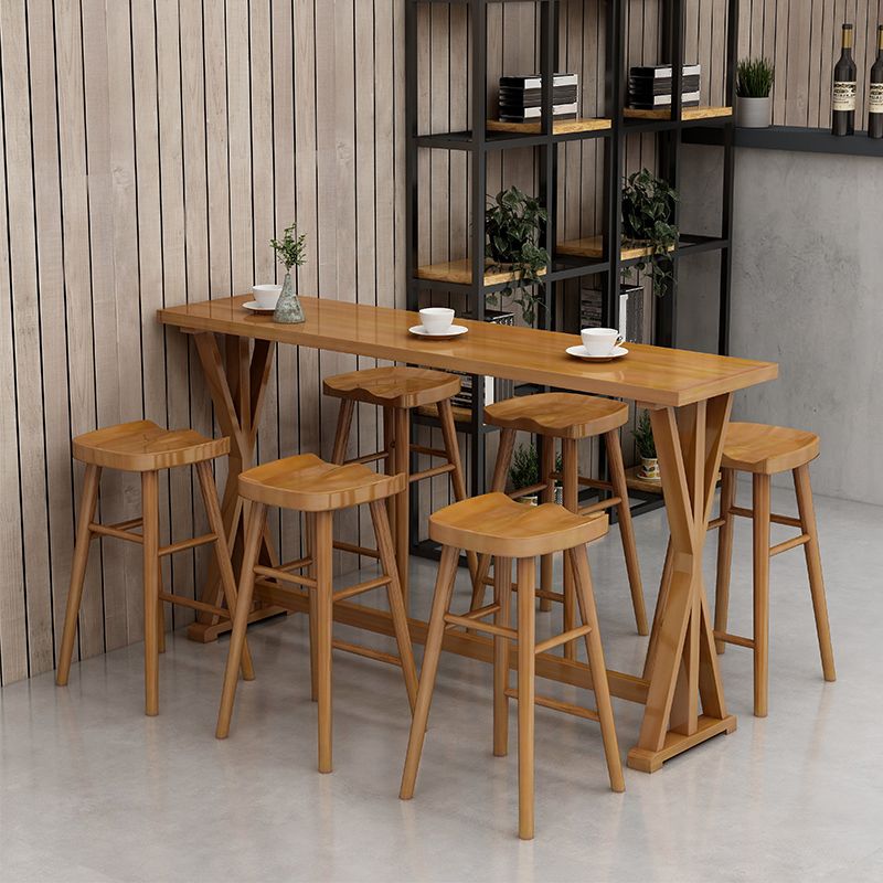 Contemporary Solid Wood Bar Stool Table Rectangle Bar Table in Brown for Indoor Clearhalo 'Bar Furniture' 'Bar Tables' 'bar_tables' 'furn' 'furn_bar_tables' 'Furniture' 'Kitchen & Dining Furniture' 1200x1200_f0598bcb-4f7e-4e79-aeff-535f05ac0864