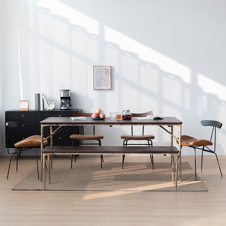Traditional Luxury Dining Table Brown Solid Wood Dining Table with Metal Base Clearhalo ' dining_table' 'Dining Tables & Seating' 'Dining Tables' 'furn' 'furn_dining_table' 'Furniture' 'furniture_dining_table' 'Kitchen & Dining Furniture' 'kitchen&dining_furn' 'kitchen' 'kitchen_dining_table' 1200x1200_f05b500d-d09e-451f-853e-8accca68b94e