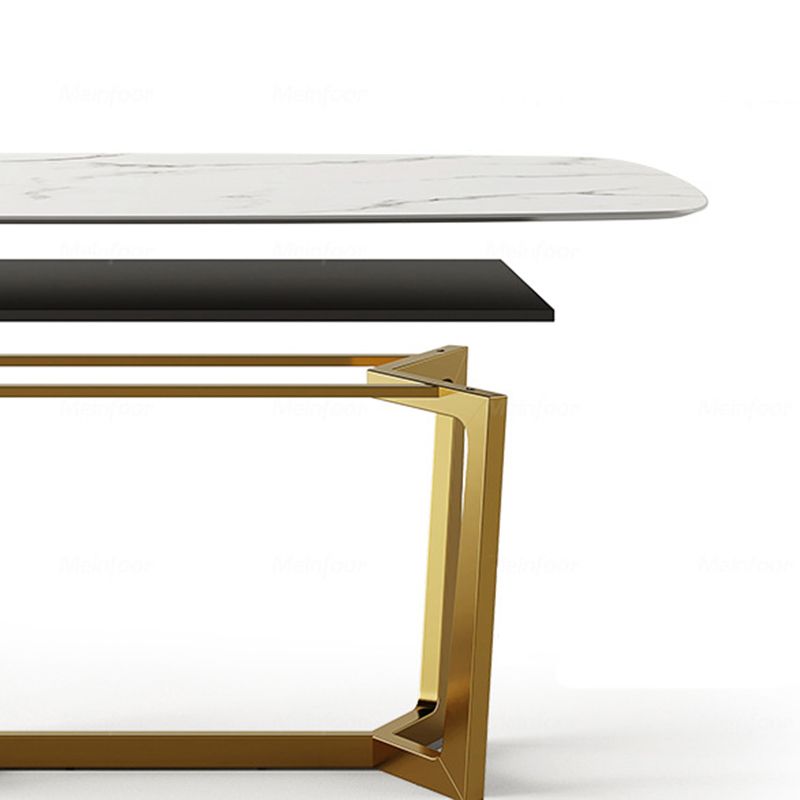 Glam Rectangle Table Sintered Stone Table with Metal Legs for Kitchen Clearhalo 'Dining Tables & Seating' 'Dining Tables' 'dining_table' 'furn' 'furn_dining_table' 'Furniture' 'Kitchen & Dining Furniture' 1200x1200_f05c092d-5fb6-42ed-bef8-1665dd094e22
