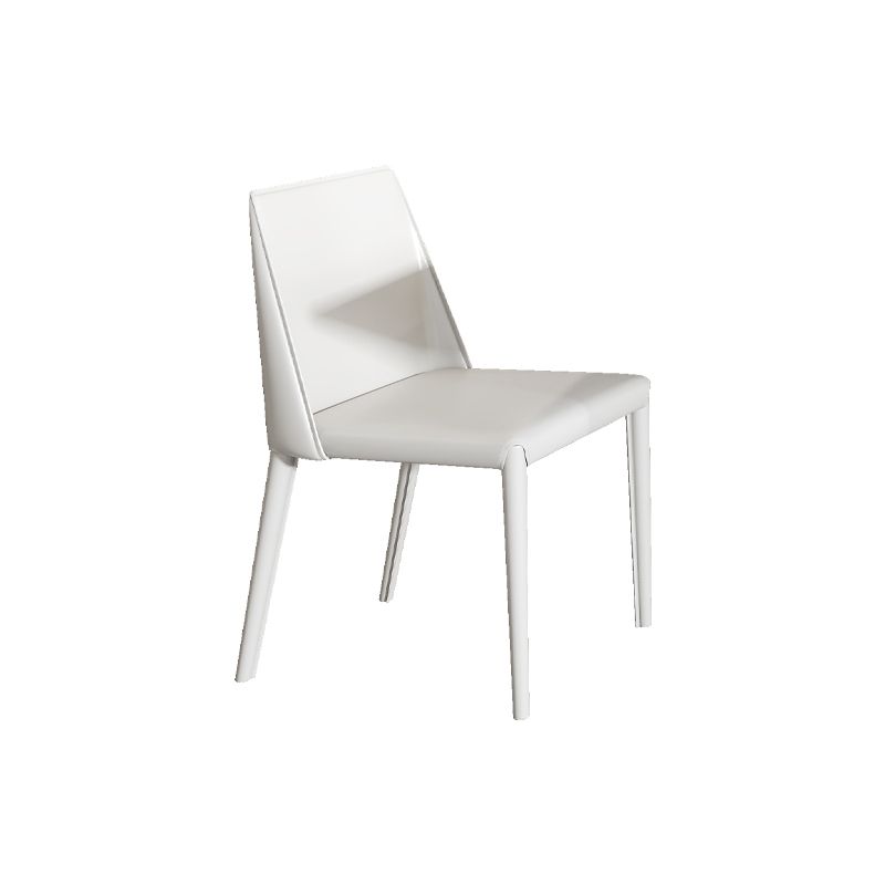 Sillas de comedor sin brazo de la espalda baja silla lateral moderna de cuero falso