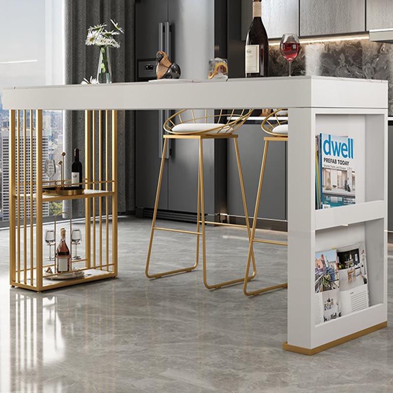 Contemporary Bistro Bar Desk Storage Kitchen Rectangle Stone Bistro Bar Table