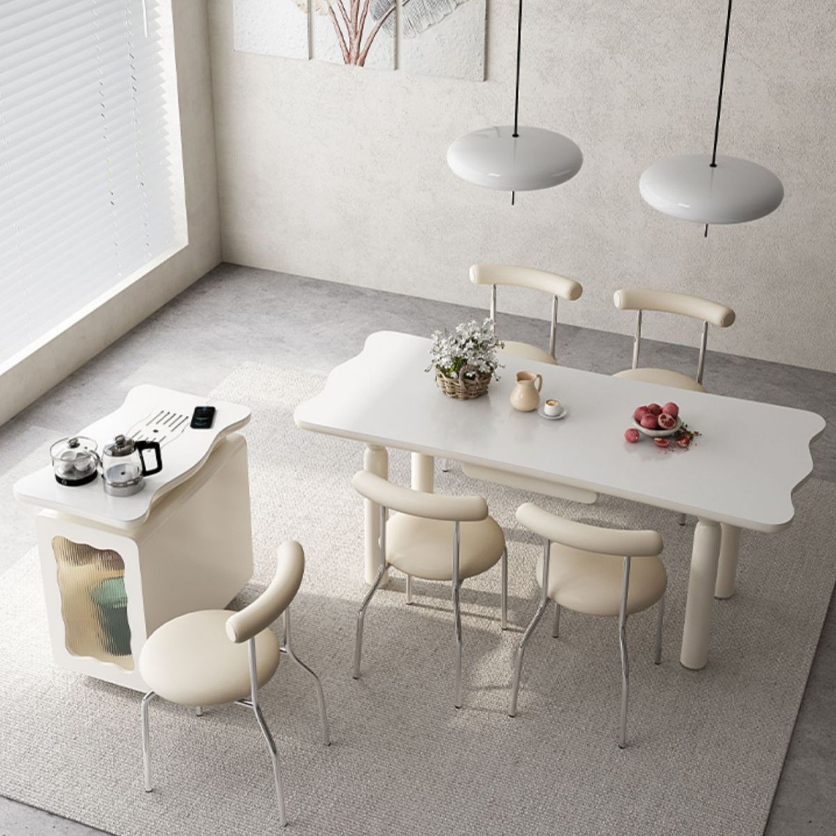 White Rectangle Dining Table Stone and Solid Wood Dining Table with 4 Legs Clearhalo 'Dining Tables & Seating' 'Dining Tables' 'dining_table' 'furn' 'furn_dining_table' 'Furniture' 'Kitchen & Dining Furniture' 1200x1200_f05dfe47-311a-41ae-823c-5ebd68f746e8