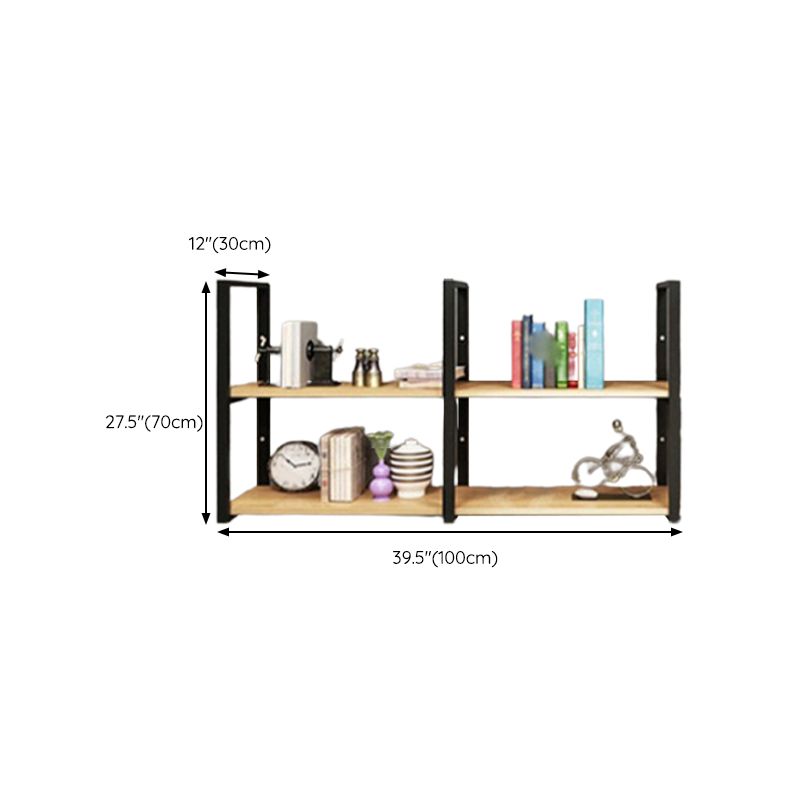 Metal and Wooden Shelf Bookcase Modern Wall Mounted Natural Bookshelf for Study Room