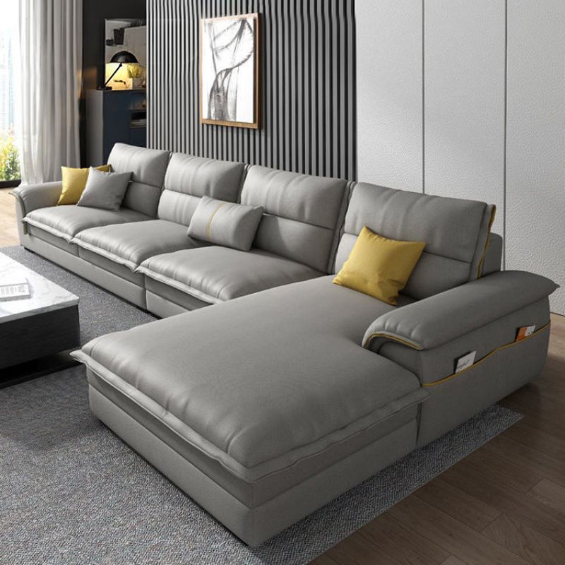 Contemporary Reversible Chaise Sofa with Removable Cushions Slipcovered Sofa Clearhalo 'furn' 'furn_sectionals' 'Furniture' 'furniture_sectionals' 'kitchen' 'kitchen_sectionals' 'Living Room Furniture' 'Sectionals' 1200x1200_f0603f77-fe53-4b46-9ec7-0e7514848b9d
