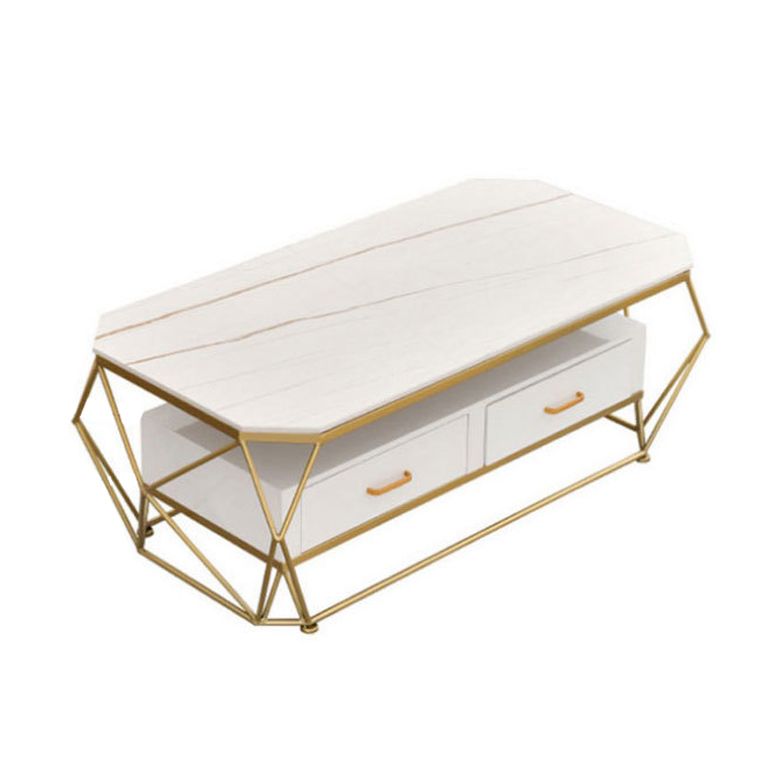 Slate Rectangular Coffee Table Golden Frame Abstract Cocktail Table with Drawer Clearhalo 'Coffee & Accent Tables' 'Coffee Tables' 'coffee_tables' 'furn' 'furn_coffee_tables' 'Furniture' 'Living Room Furniture' 1200x1200_f0614ad7-7822-4808-890b-da8f8122ac46