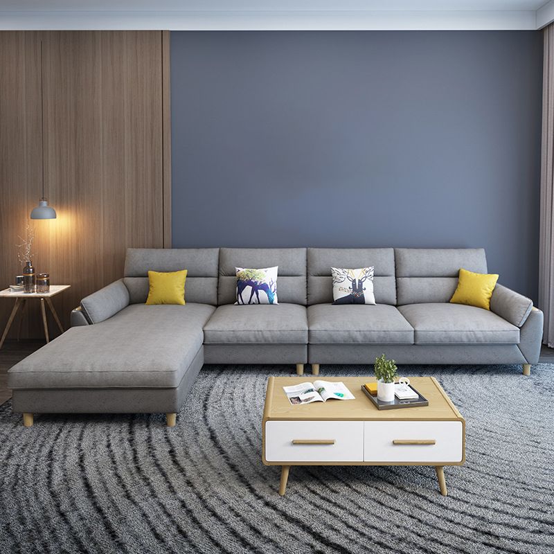 Linnen slipcovered sectional flard arm sectional met opslag