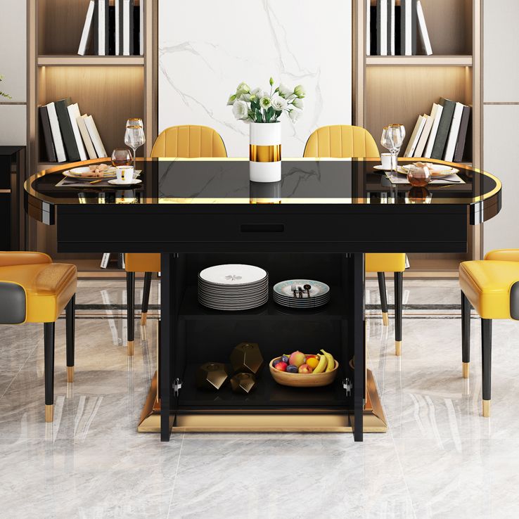 Mesa de comedor extensible de escritorio de vidrio redonda moderna con taquillas para comedor