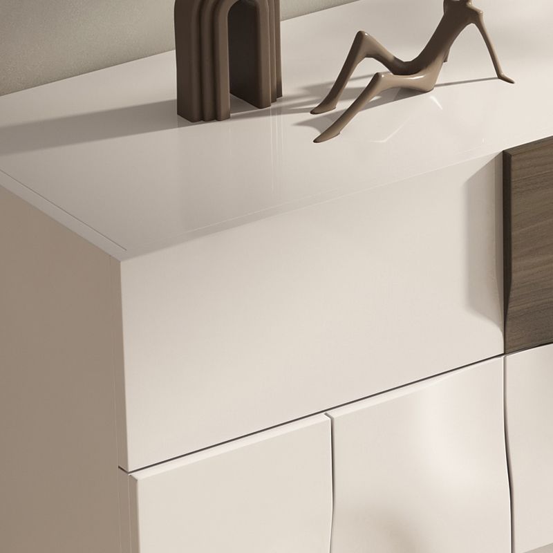 Gabinete aparador de cajones de almacenamiento de madera sólida de estilo nórdico en blanco