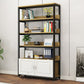 Metal Engineered Wood Shelf Bookcase Modern Home Open Book Shelf with 2 Doors