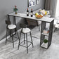 Industrial Marble Metal Pub/Bar Table With 18" Wide Elm Top Counter Wine Table