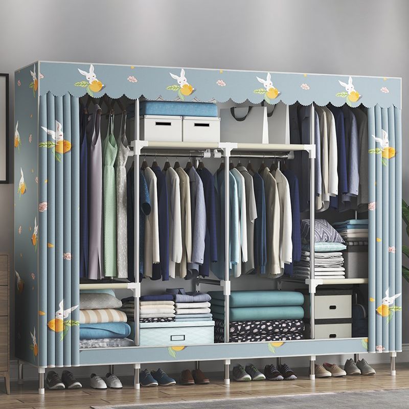 Contemporary Wardrobe Metal Bedroom Wardrobe Closet with Shelves Clearhalo 'Armoires & Wardrobes' 'armoires_wardrobes' 'Bedroom Furniture' 'furn' 'furn_armoires_wardrobes' 'Furniture' 1200x1200_f06889c8-2411-4765-b7f6-82e6fcd48441