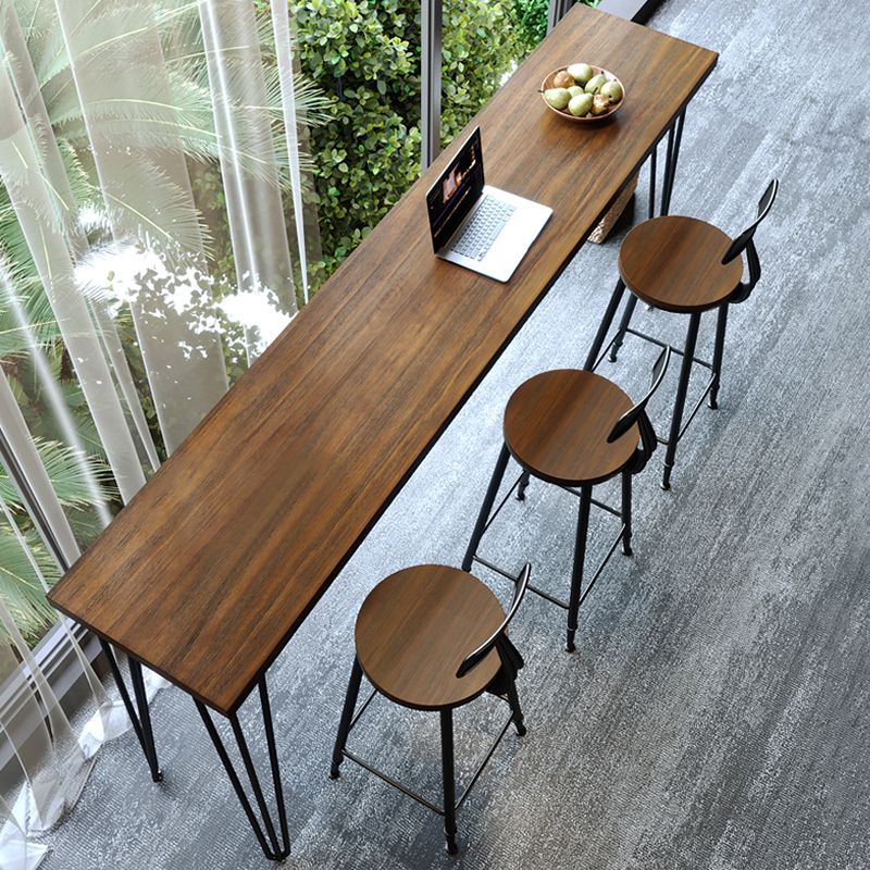 Table de bar rectangulaire industrielle en bois massif, hauteur de bar, pour petits endroits